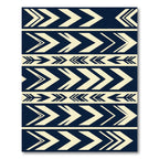 Navy Cream Geometric Chevron Striped Rug