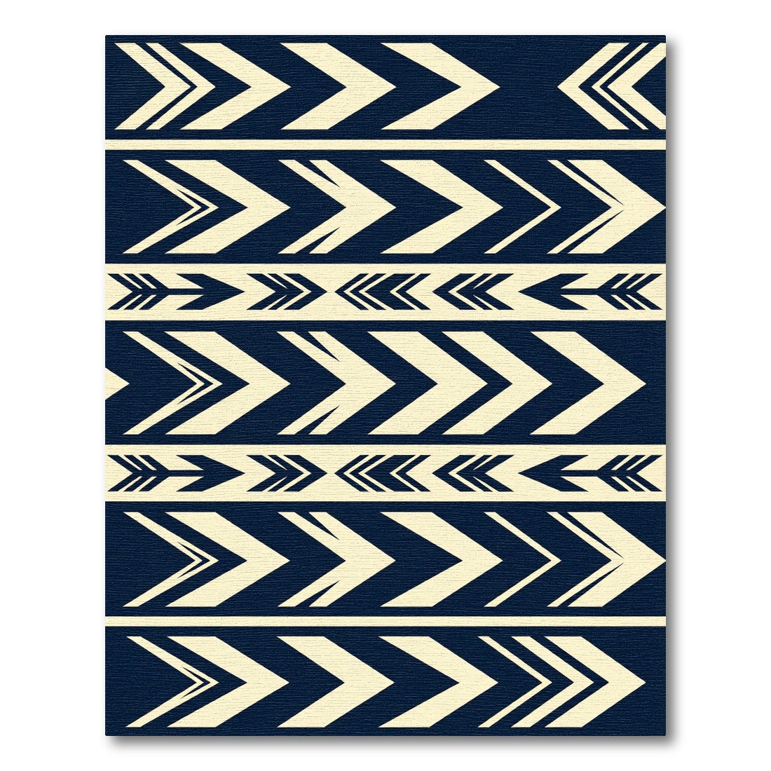 Navy Cream Geometric Chevron Striped Rug