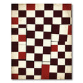 Modern Distressed Red Black Checkered Rug