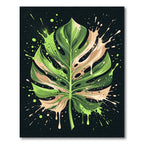 Monstera Leaf Splatter Paint Rug