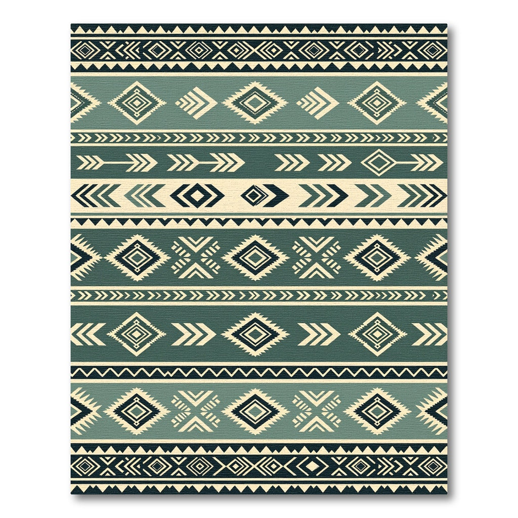 Sage Green Southwestern Geometric Stripe Rug