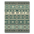 Sage Green Southwestern Geometric Stripe Rug