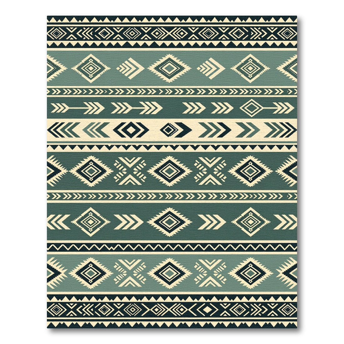 Sage Green Southwestern Geometric Stripe Rug