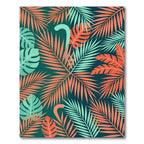 Lush Coral and Mint Tropical Foliage Rug