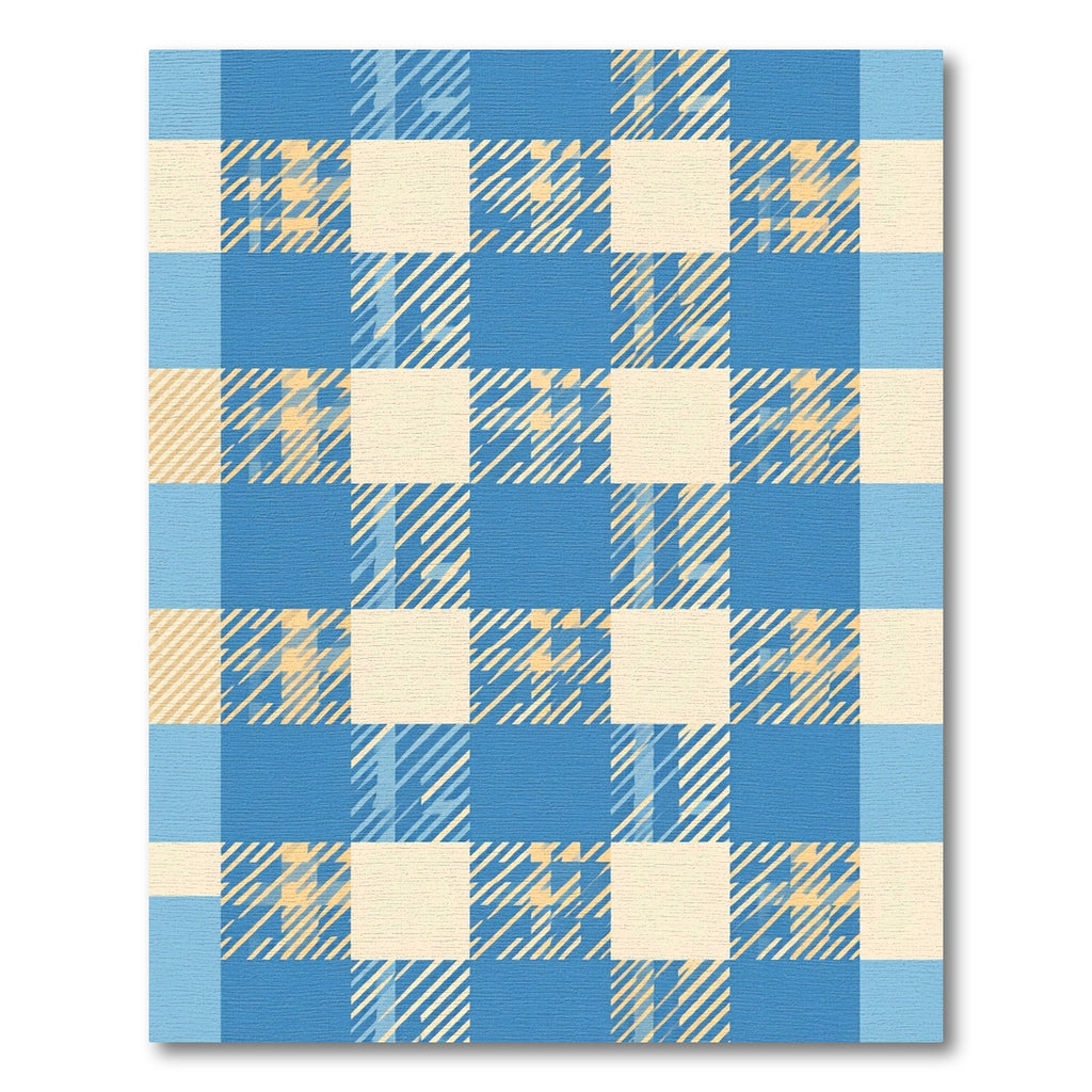 Blue and Cream Gingham Check Grid Rug