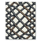Nautical Gray and Gold Rope Lattice Rug
