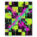 Neon Checkered Splatter Abstract Art Rug