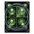 Neon Alien Radar Targeted Circle Grid Rug