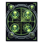 Neon Alien Radar Targeted Circle Grid Rug