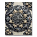 Metallic Silver Gold Floral Mandala Rug