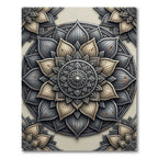 Metallic Silver Gold Floral Mandala Rug