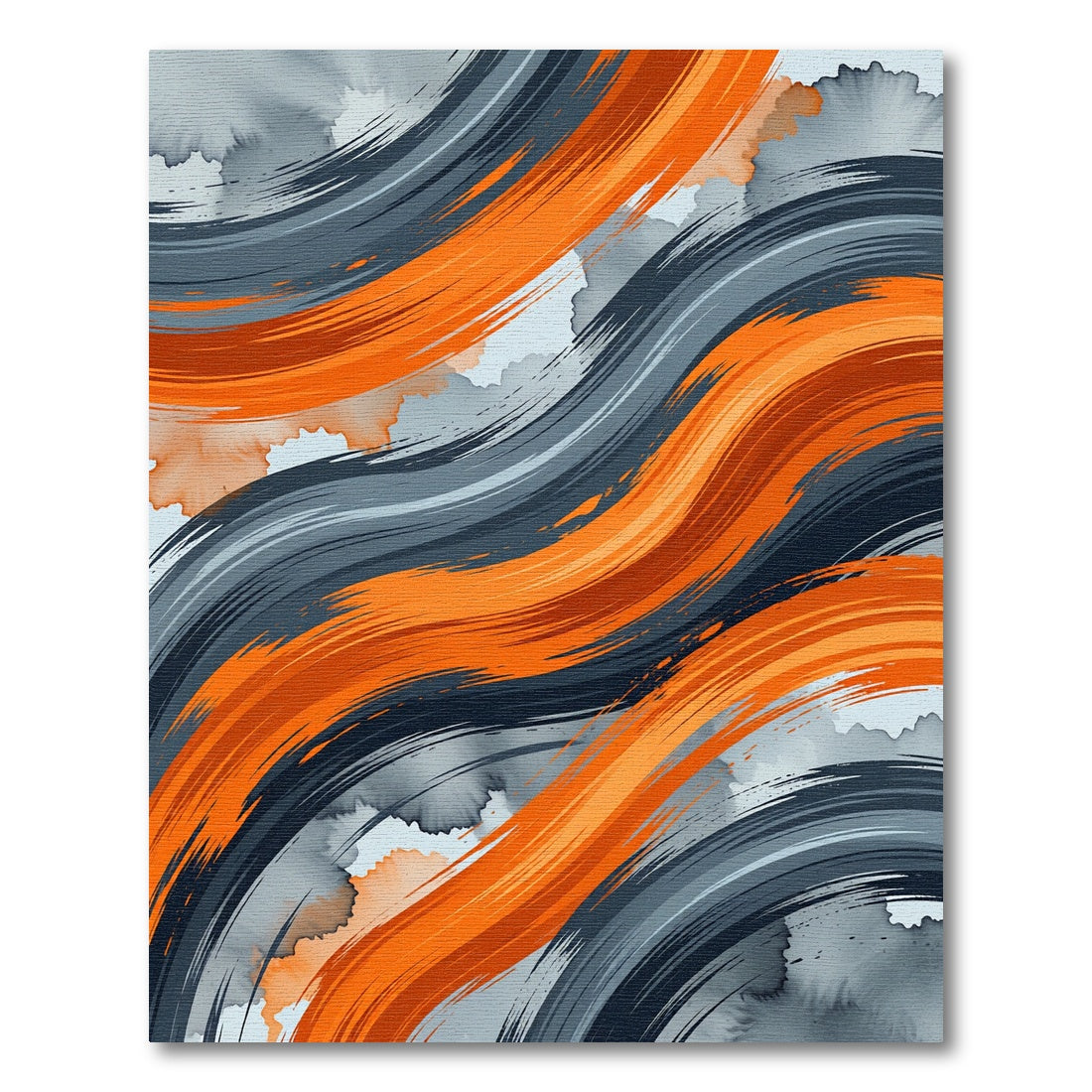 Abstract Orange and Charcoal Wave Rug