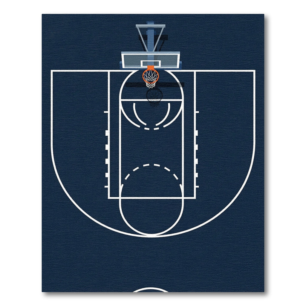 Minimalist Navy Basketball Court Graphic Rug