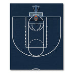 Minimalist Navy Basketball Court Graphic Rug