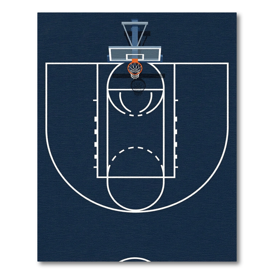 Minimalist Navy Basketball Court Graphic Rug
