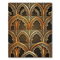 Ornate Arch Gold Metallic Scrollwork Rug