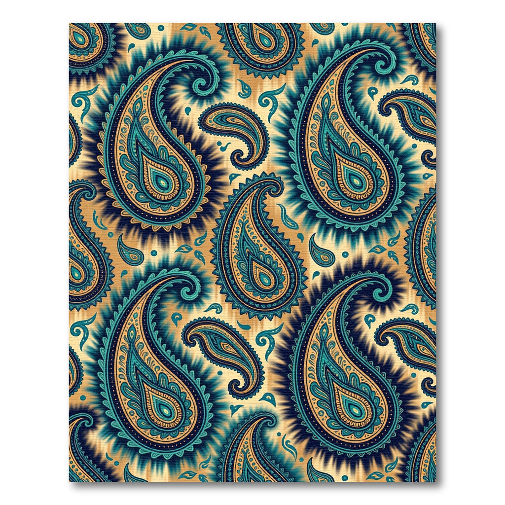 Teal Gold Paisley Detail Rug