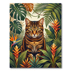 Lush Tropical Tabby Cat Jungle Foliage Rug