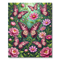 Pink Butterfly Garden Floral Collage Rug
