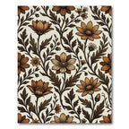 Amber Brown Floral Vine Rug