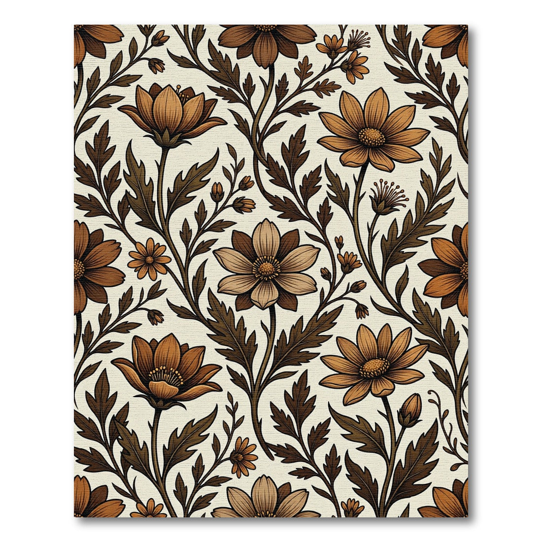 Amber Brown Floral Vine Rug