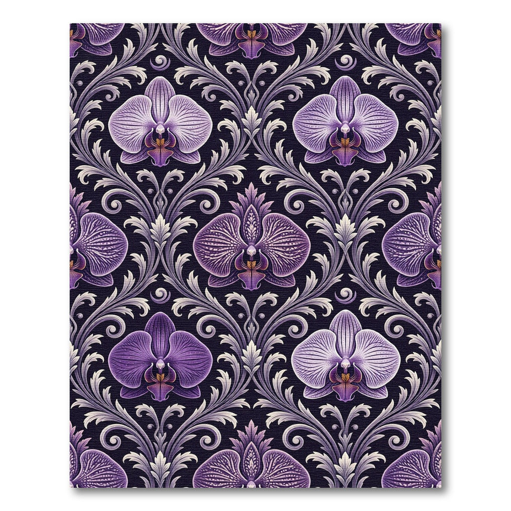 Deep Purple Orchid Damask Rug