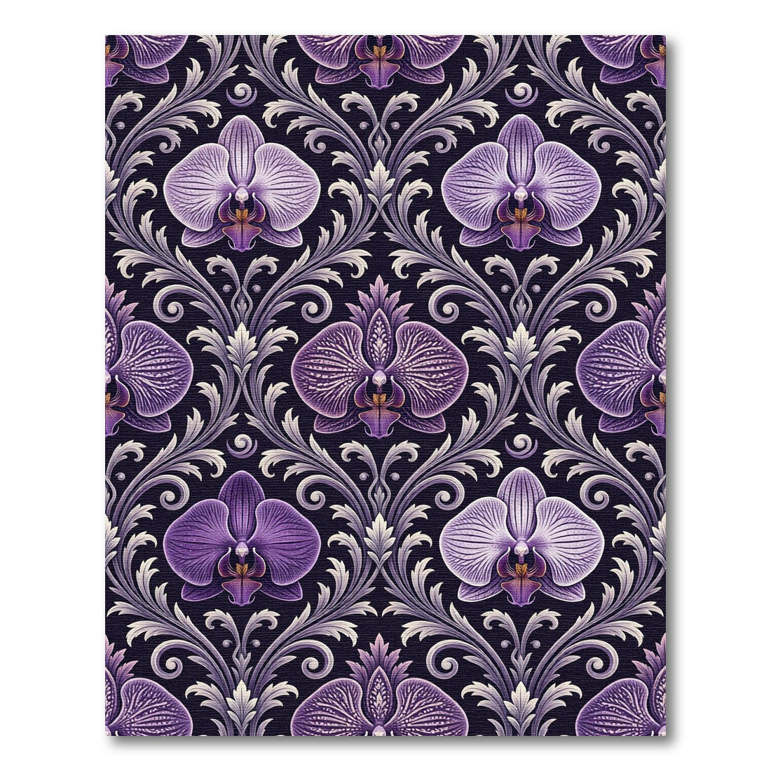 Deep Purple Orchid Damask Rug