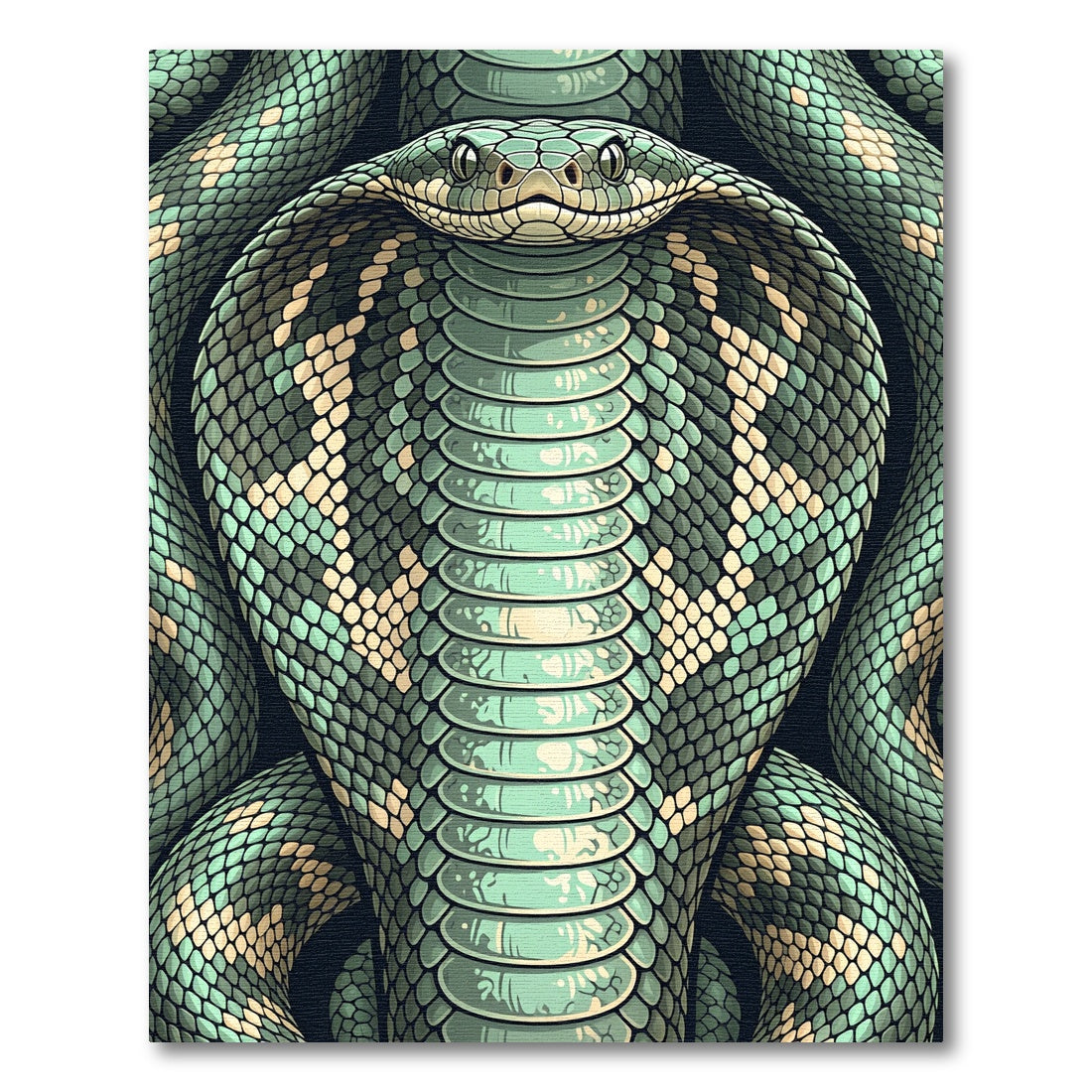 Emerald Cobra Serpent Scaled Creature Rug