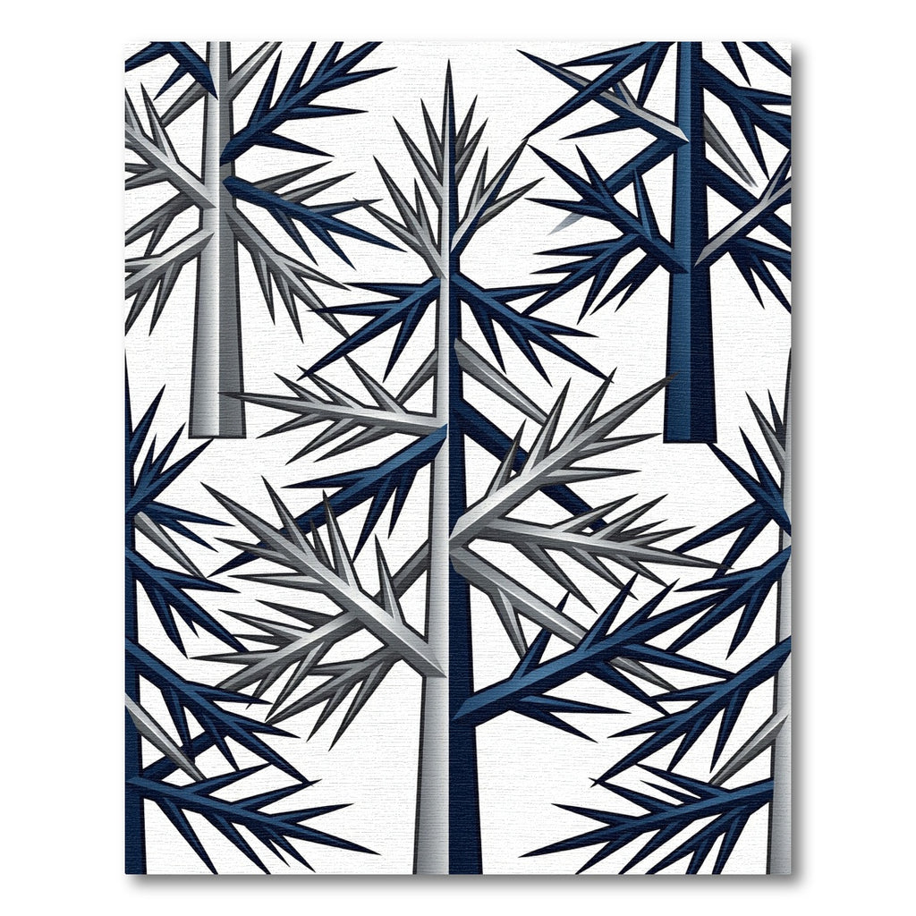 Geometric Navy and Silver Pine Forest Rug