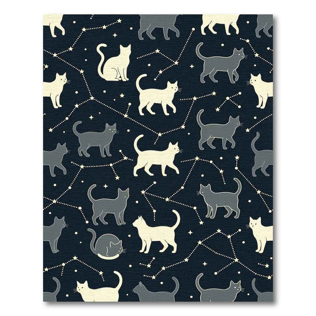 Celestial Night Sky Cat Constellation Rug