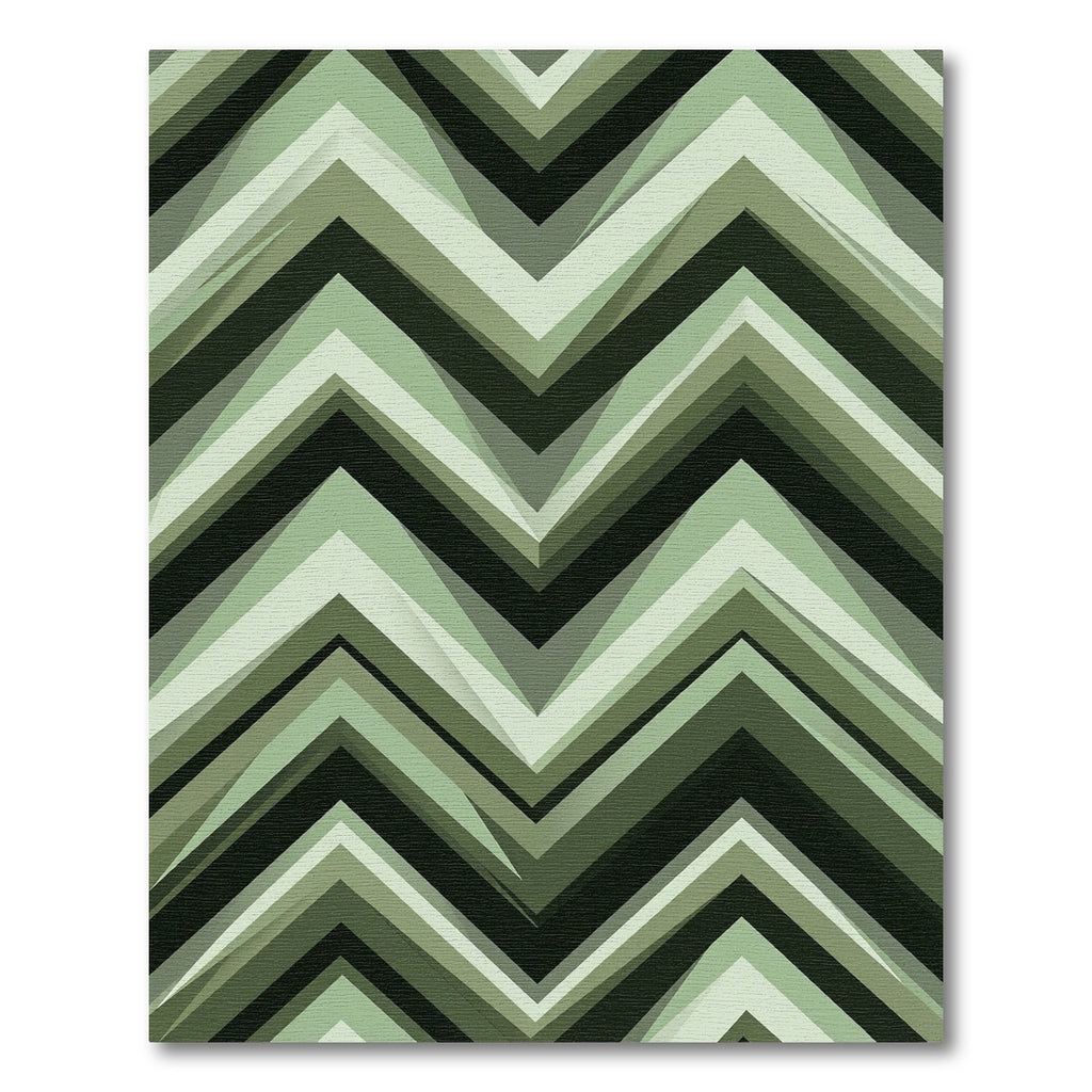 Modern Sage Green Geometric Zigzag Rug