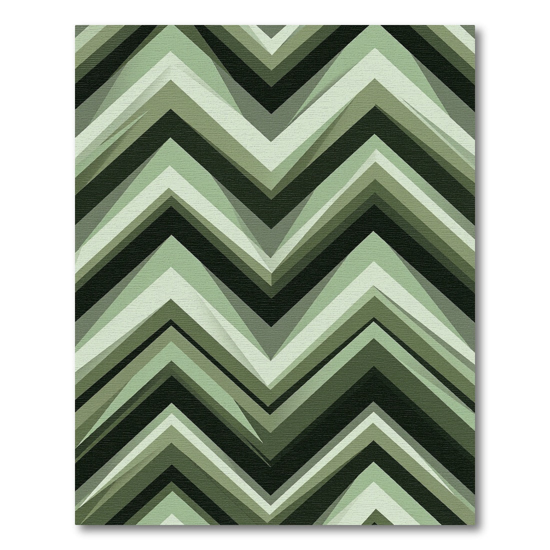 Modern Sage Green Geometric Zigzag Rug