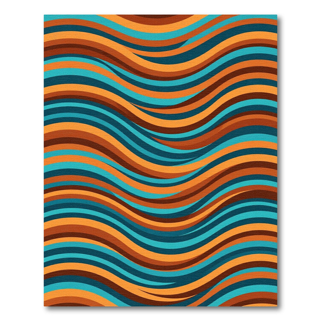 Retro Mid Century Wavy Striped Art Rug
