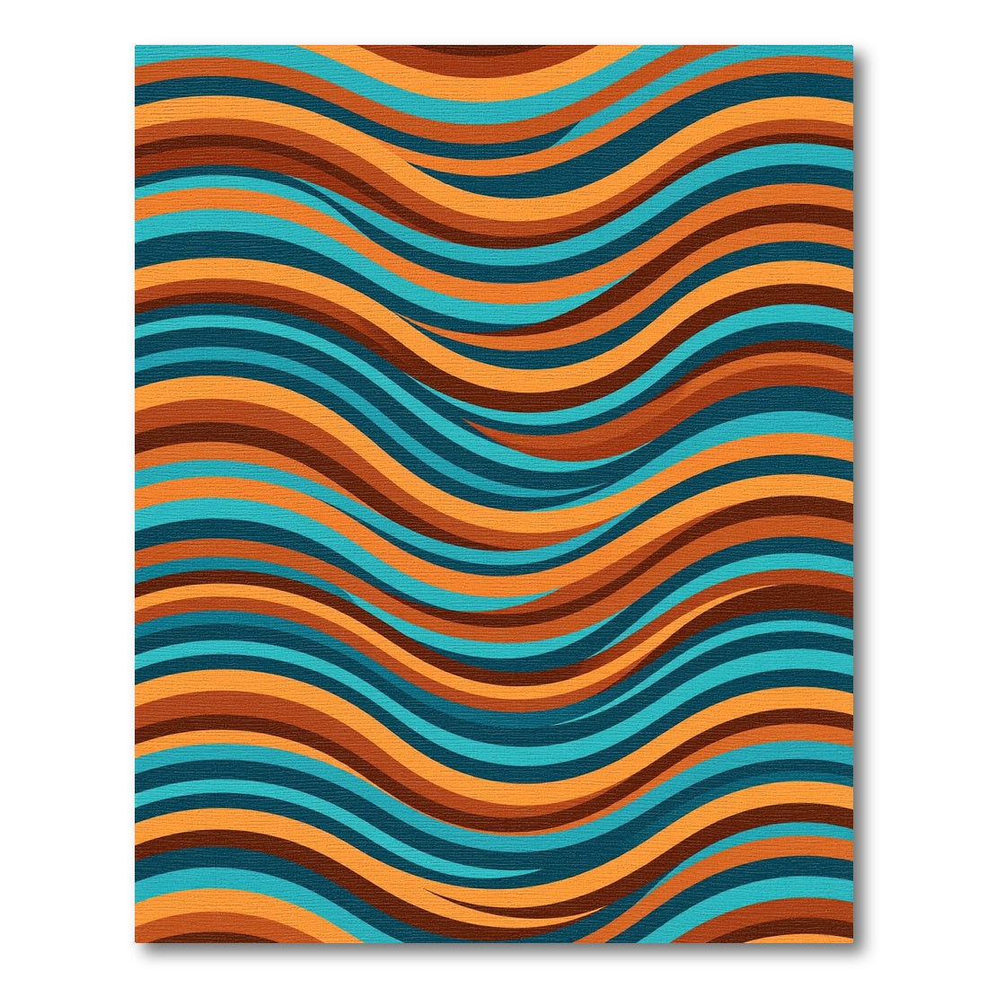 Retro Mid Century Wavy Striped Art Rug
