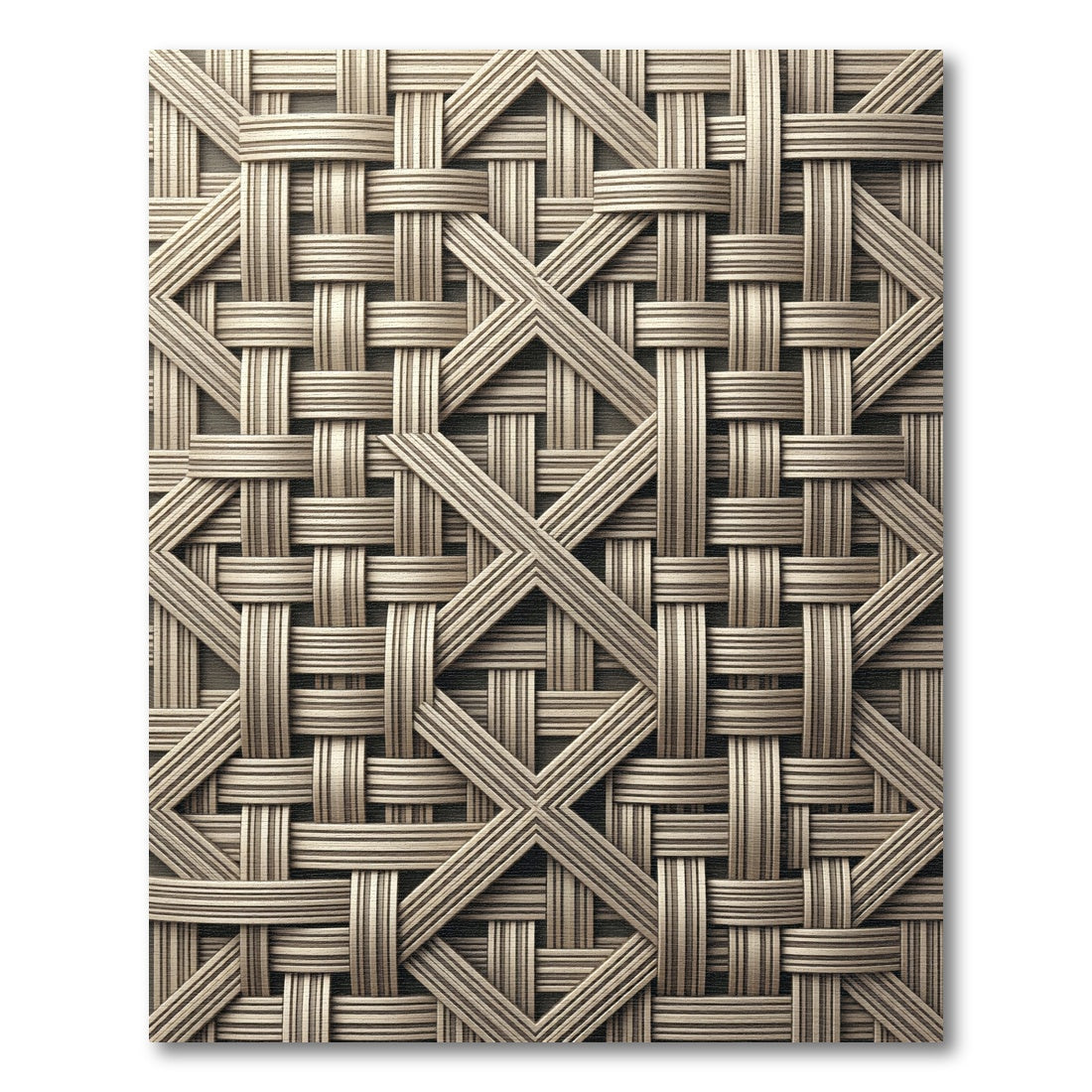 Natural Woven Geometric Diamond Rug