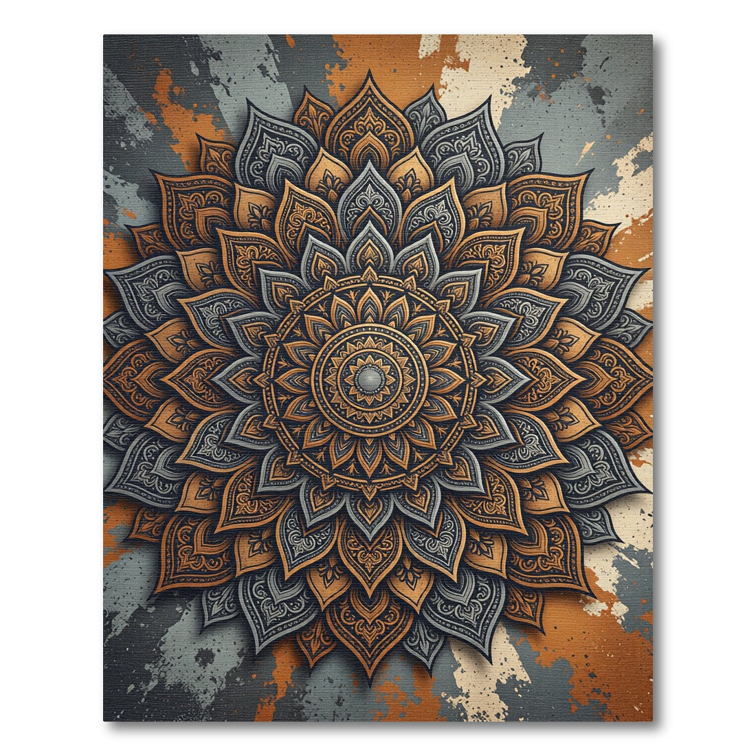 Intricate Sienna Gold Slate Mandala Rug