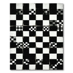 Monochrome Abstract Grid Checkered Square Rug