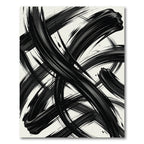 Bold Monochrome Abstract Black Brushstroke Rug