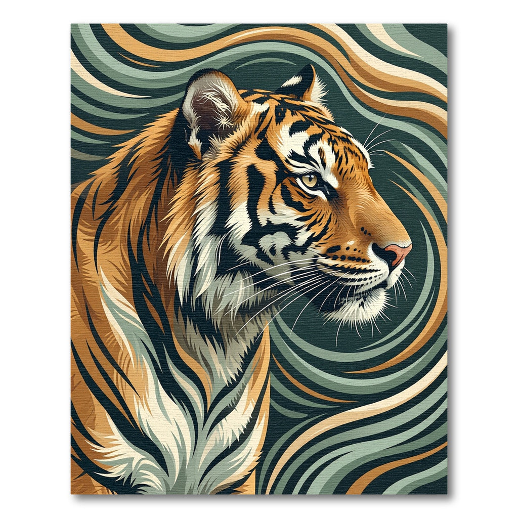 Bold Tiger Swirling Abstract Waves Rug