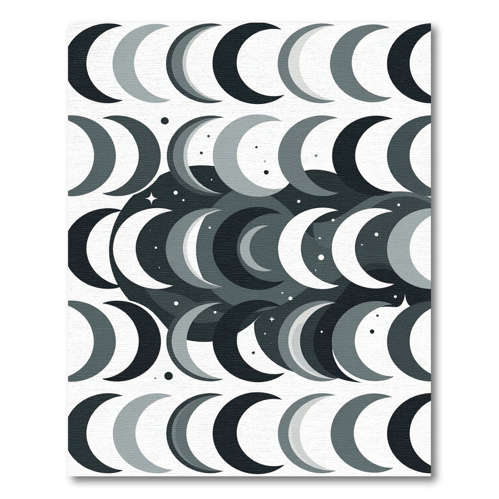 Monochromatic Moon Cycles Repeating Pattern Rug