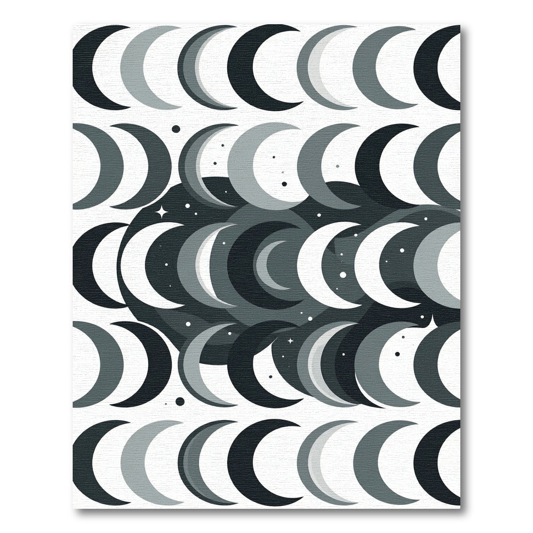 Monochromatic Moon Cycles Repeating Pattern Rug