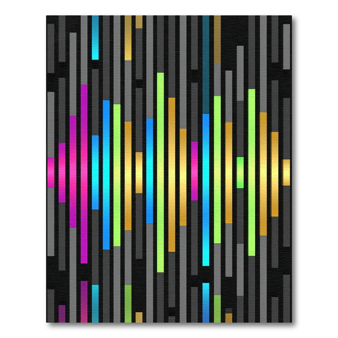 Vibrant Neon Soundwave Spectrum Bar Rug