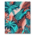 Coral Teal Tropical Palm Frond Rug