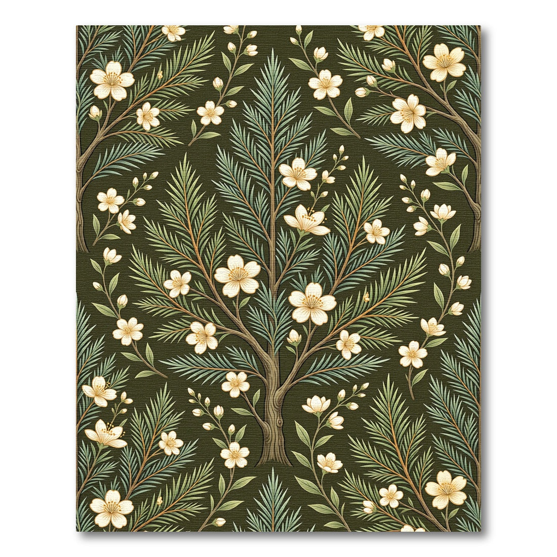 Cream Cherry Blossom Tree Branches Rug
