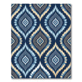 Deep Blue Ikat Diamond Medallion Rug