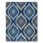 Deep Blue Ikat Diamond Medallion Rug