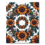 Vibrant Sunflower Wreath Botanical Art Rug