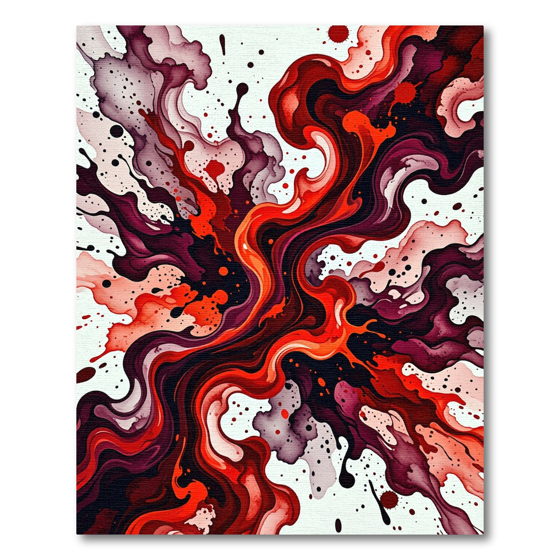 Vibrant Crimson Liquid Abstract Wave Rug