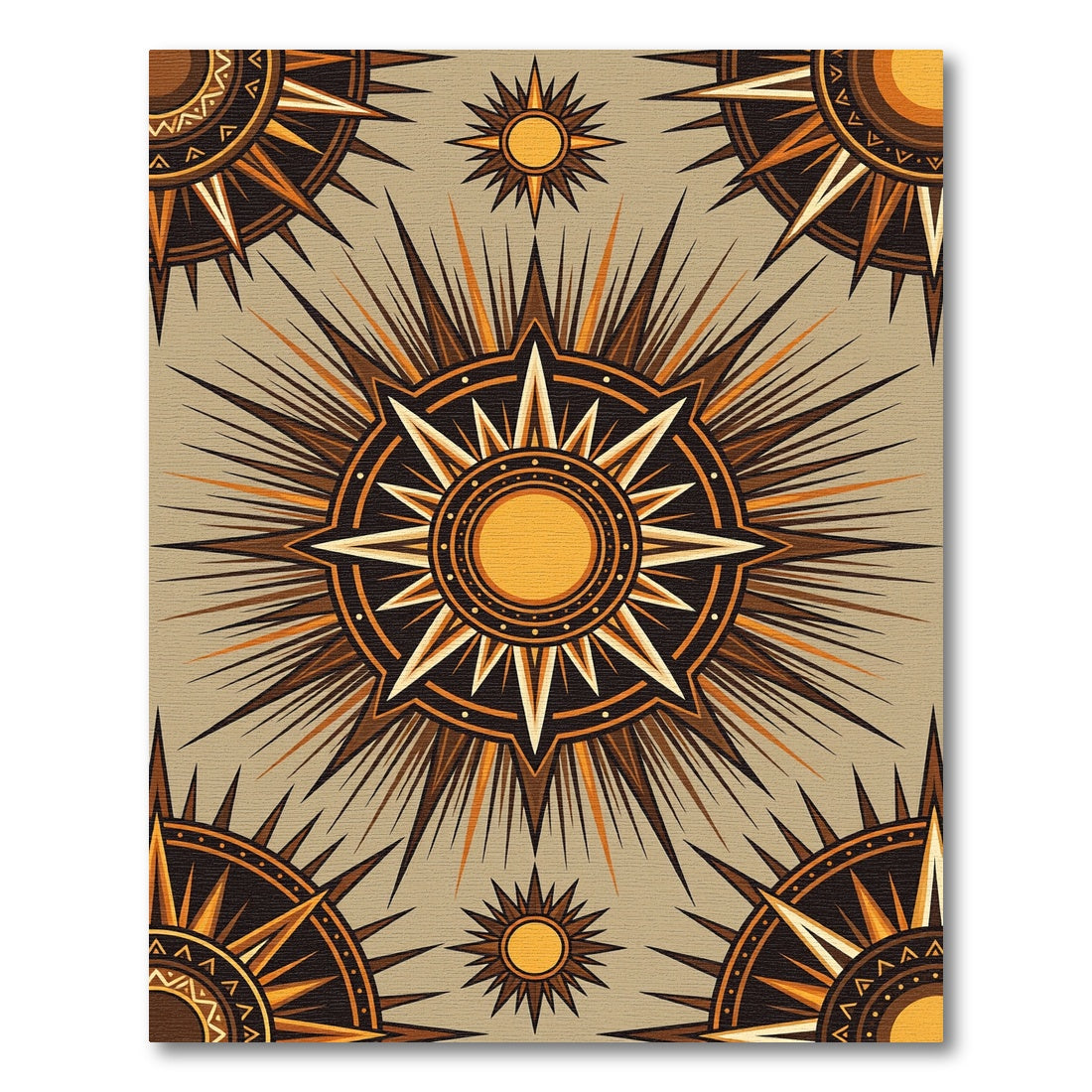 Celestial Sunburst Golden Ochre Medallion Rug