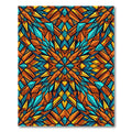 Vibrant Geometric Kaleidoscope Orange Teal Rug